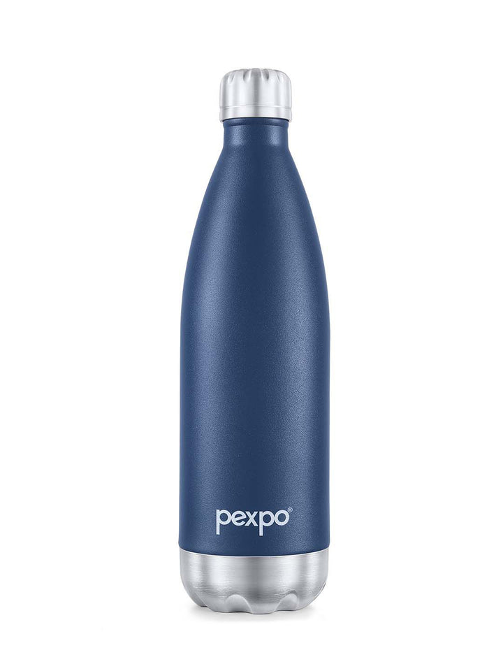 Pexpo Electro Denim Blue Thermosteel ISI Certified 24 Hrs Hot Flask Water Bottle 1000ml
