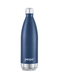 Pexpo Electro Denim Blue Thermosteel ISI Certified 24 Hrs Hot Flask Water Bottle 1000ml