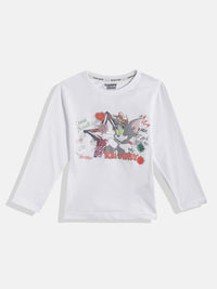 Happy Faces Girls Tom & Jerry Printed Pure Cotton T-shirt