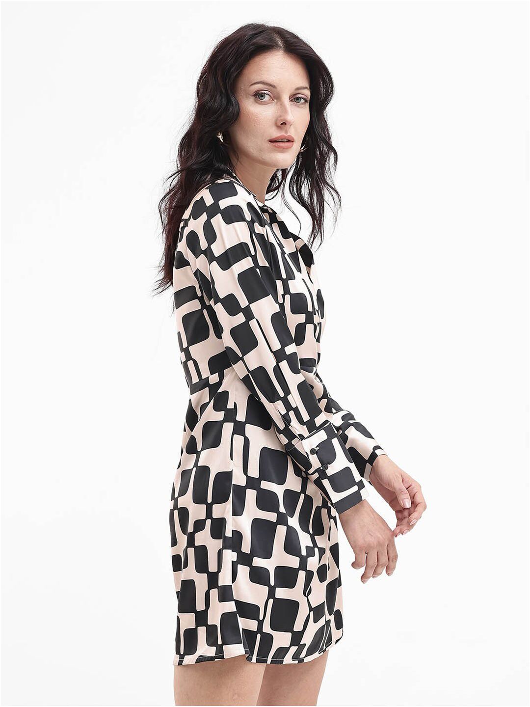 RAREISM Shirt Collar Wrap Mini Dress