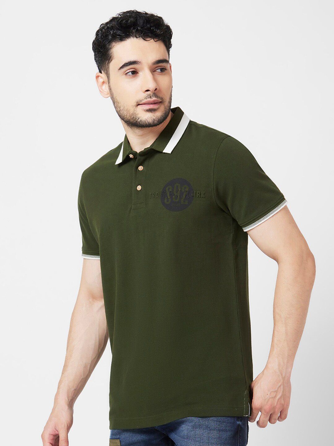 SPYKAR Polo Collar Slim Fit Pure Cotton T-Shirt