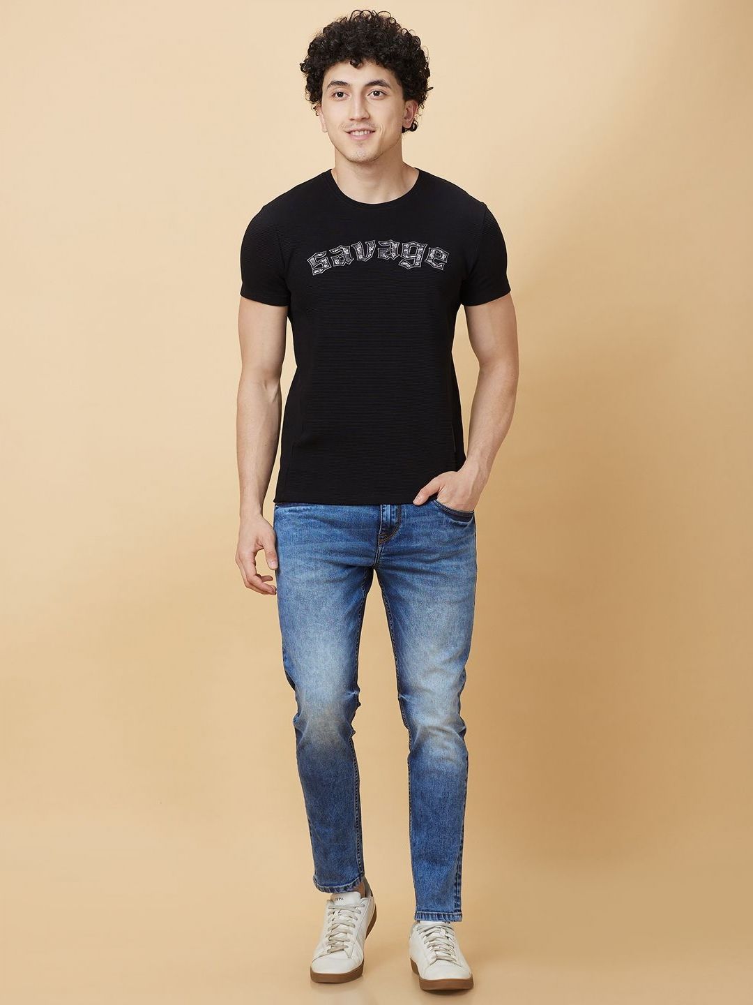 Being Human Men Typography Applique T-shirt