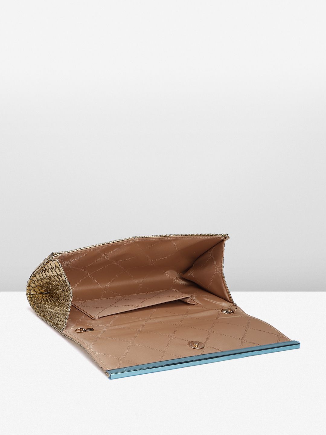 Lino Perros Women Snake Skin Textured Foldover Clutch