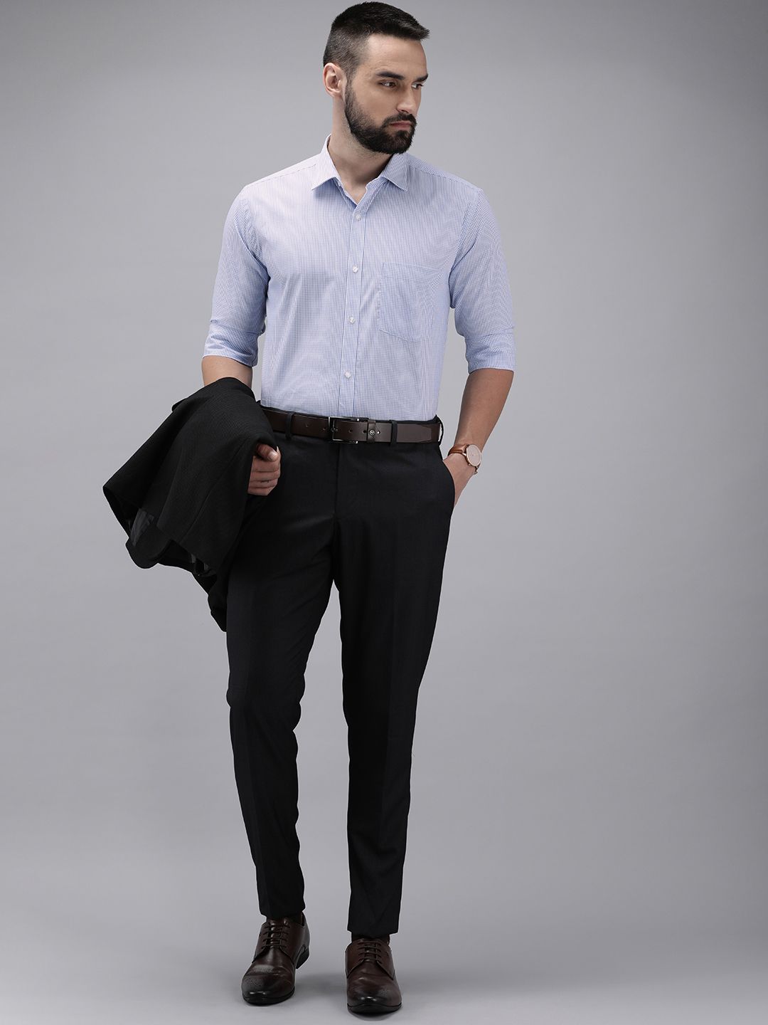 Park Avenue Pure Cotton Slim Fit Micro Checks Opaque Formal Shirt
