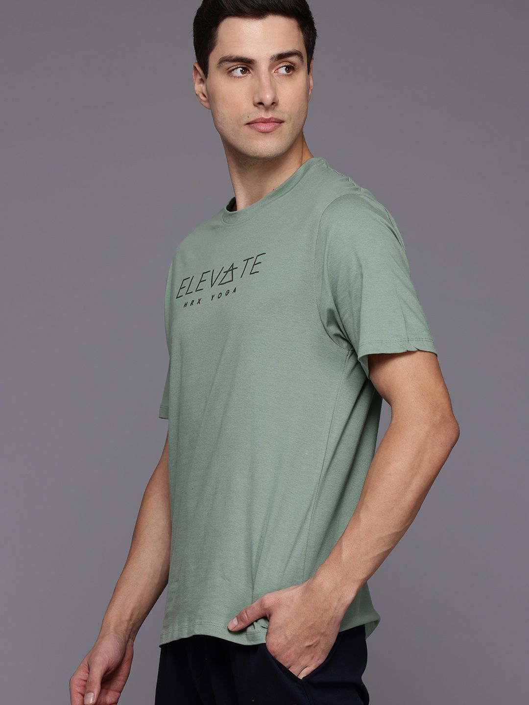 HRX by Hrithik Roshan Typography Printed Pure Cotton Yoga T-shirt