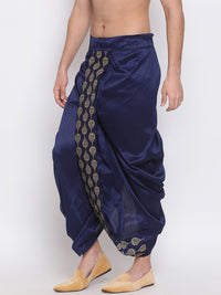 VASTRAMAY Men Navy Blue Embroidered Dhoti