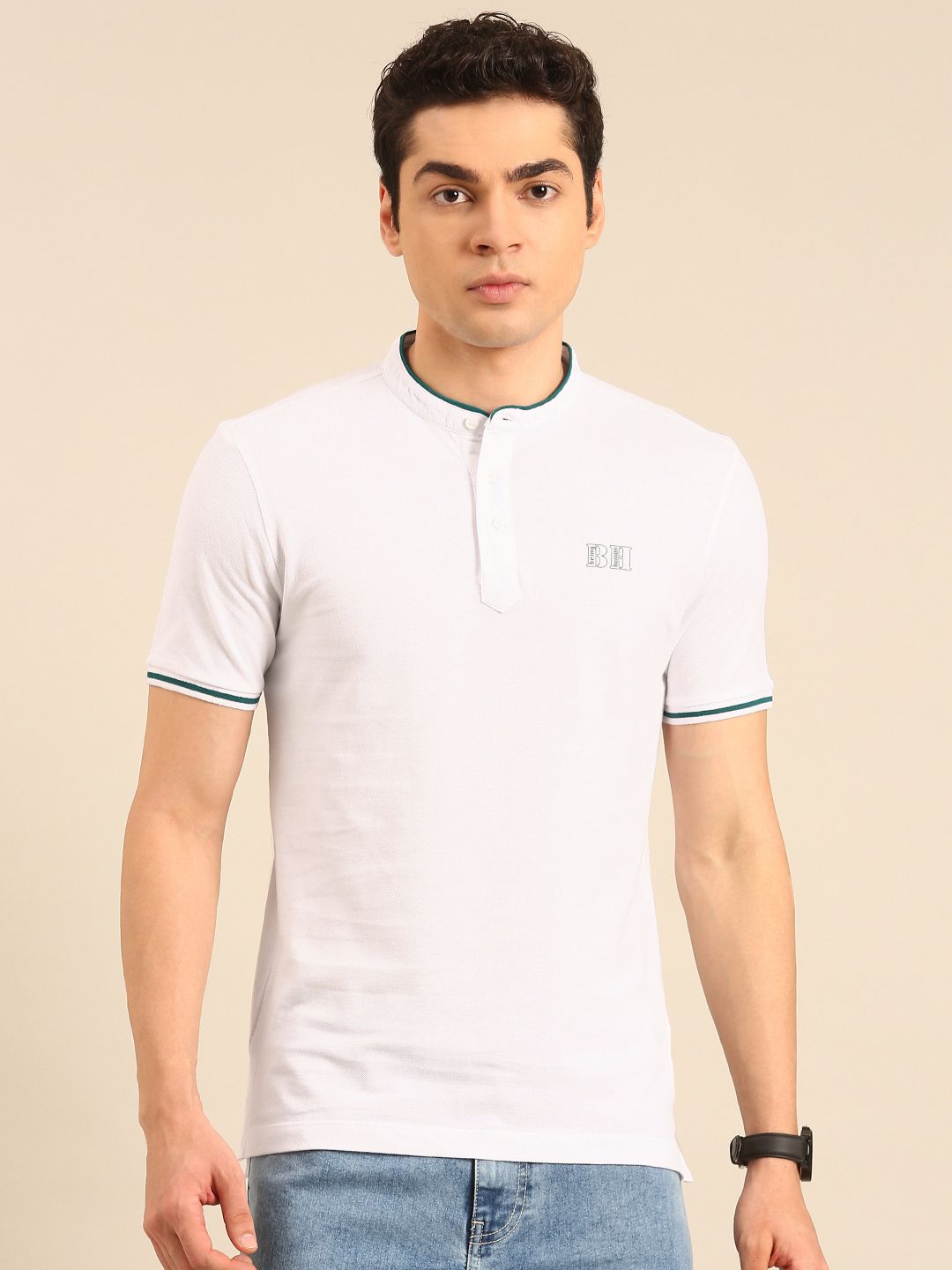 Being Human Mock Collar Pure Cotton T-shirt