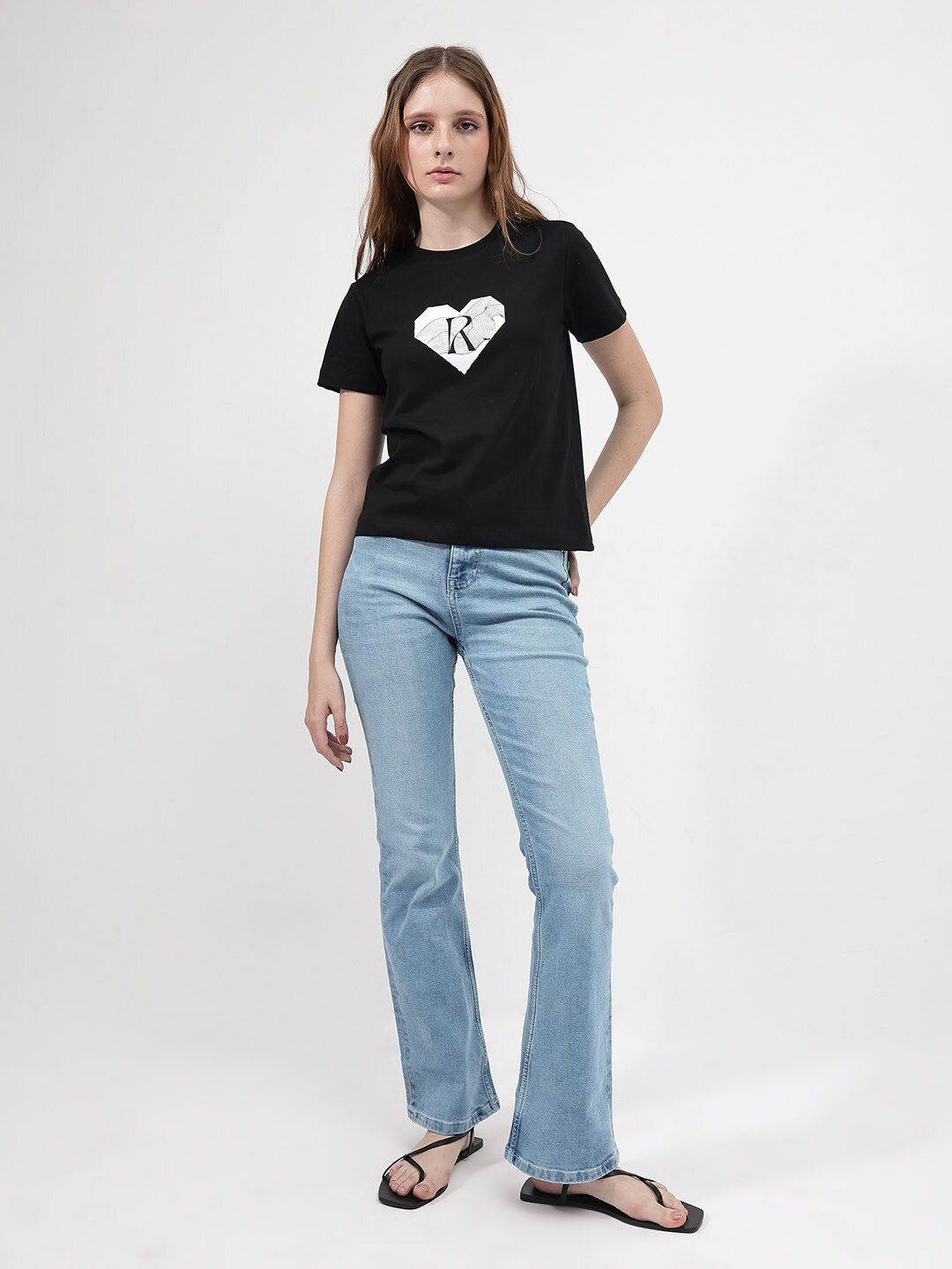 RAREISM Printed Round Neck Cotton T-shirt