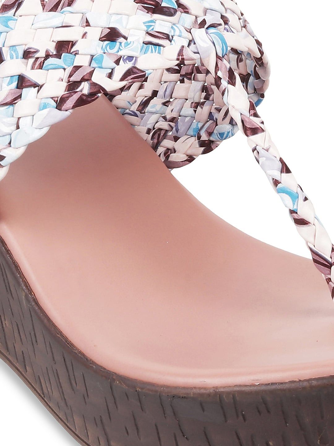 Metro Printed Round Toe Wedge Sandals