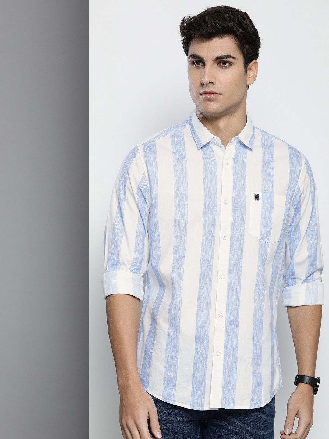 The Indian Garage Co Men Pure Cotton Striped Casual Shirt
