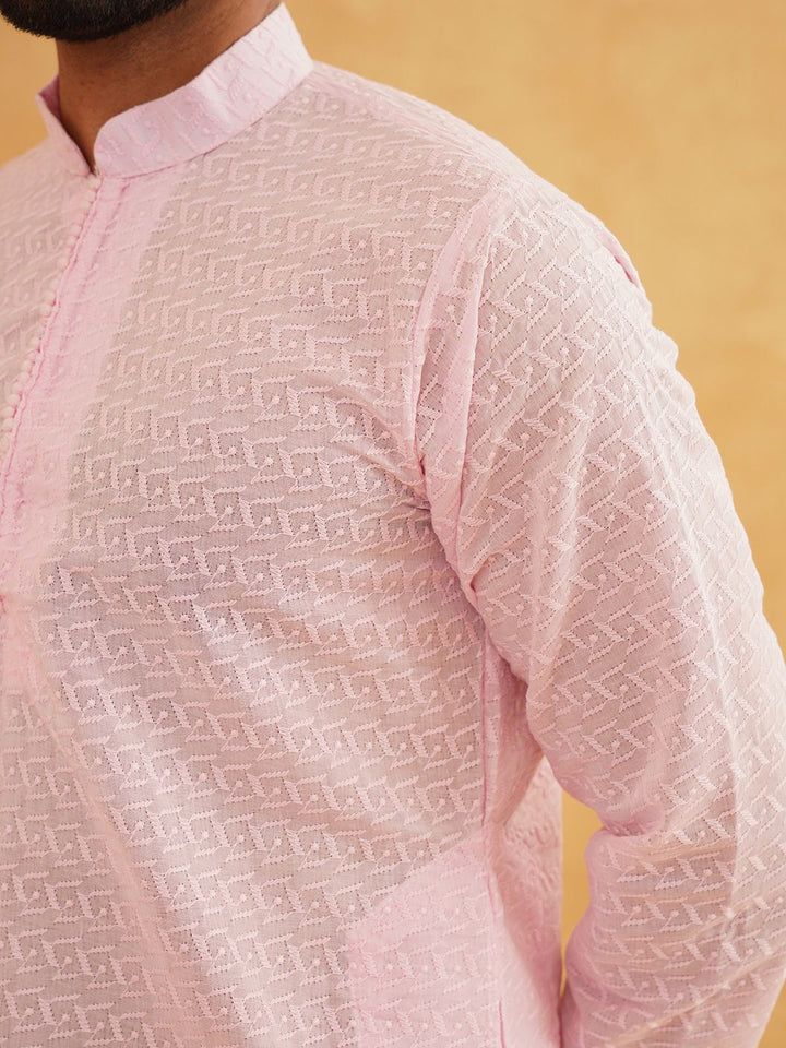 SOJANYA Motif Etnik Chikankari Sulam Kurta Kapas Tulen