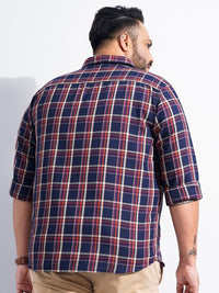The Indian Garage Co Plus Size Windowpane Checked Cotton Casual Shirt