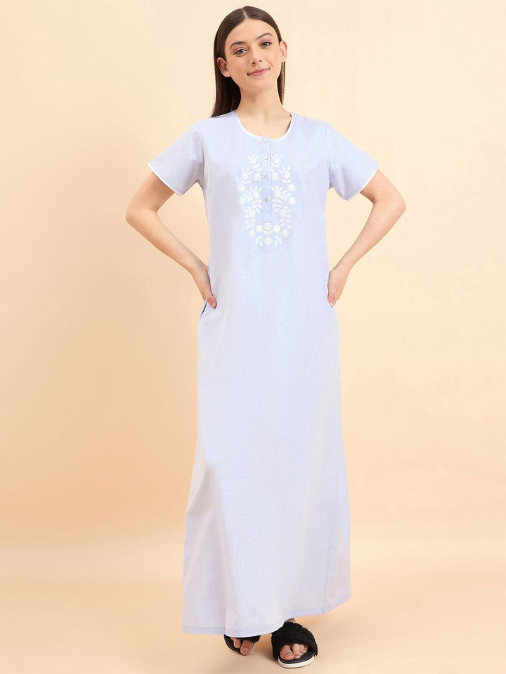 Sweet Dreams Blue Printed Maxi Nightdress