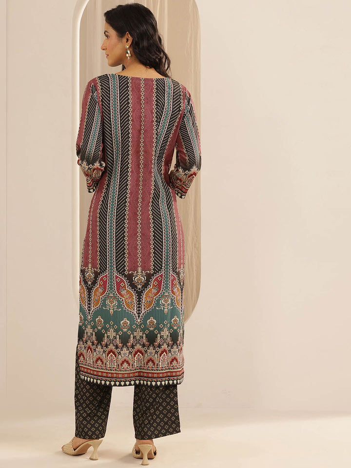 Libas Ethnic Motifs Printed Round Neck Straight Kurta with Palazzos
