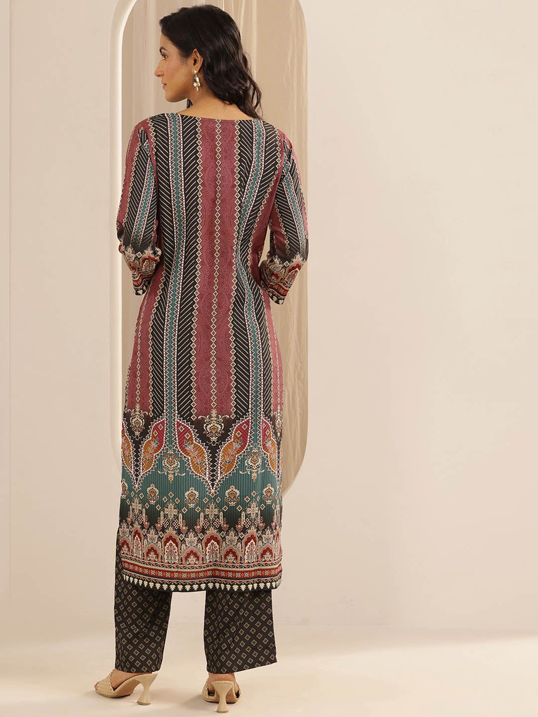 Libas Ethnic Motifs Printed Round Neck Straight Kurta with Palazzos