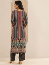 Libas Ethnic Motifs Printed Round Neck Straight Kurta with Palazzos