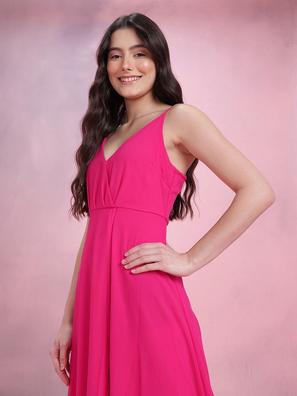 DressBerry Pleated Slit Wrap Maxi Dress