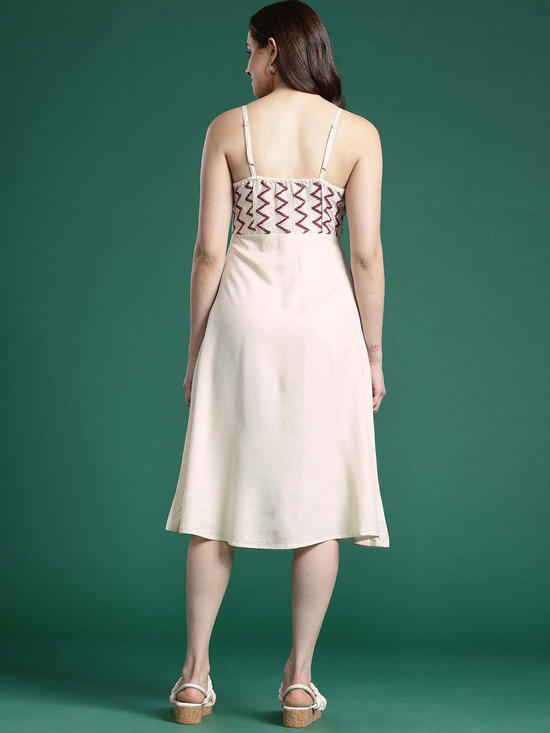 DressBerry Self Design A-Line Midi Dress