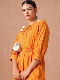 all about you A-Line Cinched Waist Pure Cotton Midi Dress