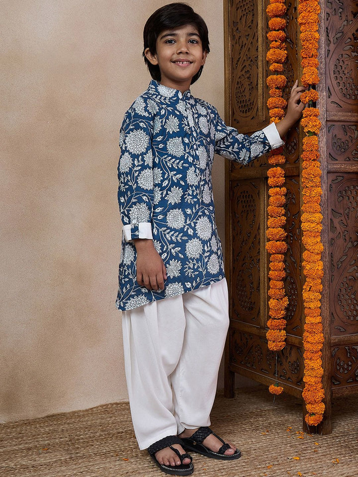 pspeaches Boys Mandarin collar Ethnic Motifs Printed Clothing set
