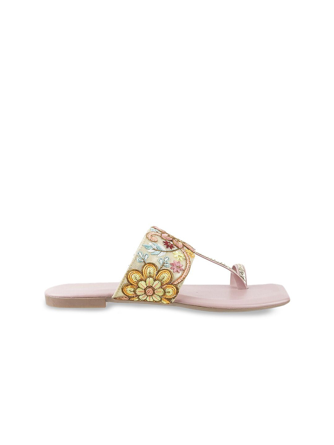 Metro Women Pink Embellished One Toe Flats