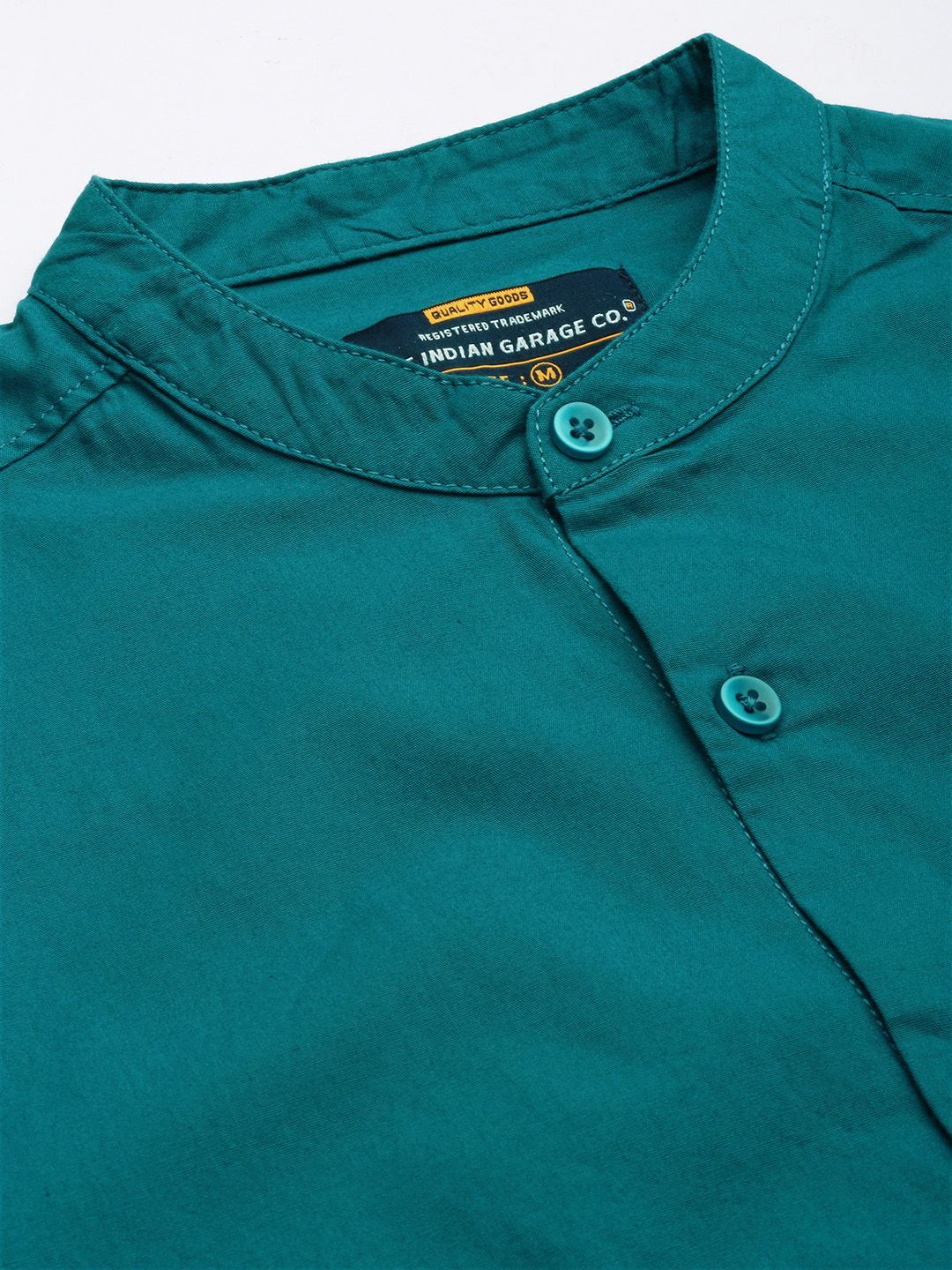 The Indian Garage Co Men Green Solid Cotton Casual Shirt
