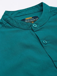 The Indian Garage Co Men Green Solid Cotton Casual Shirt
