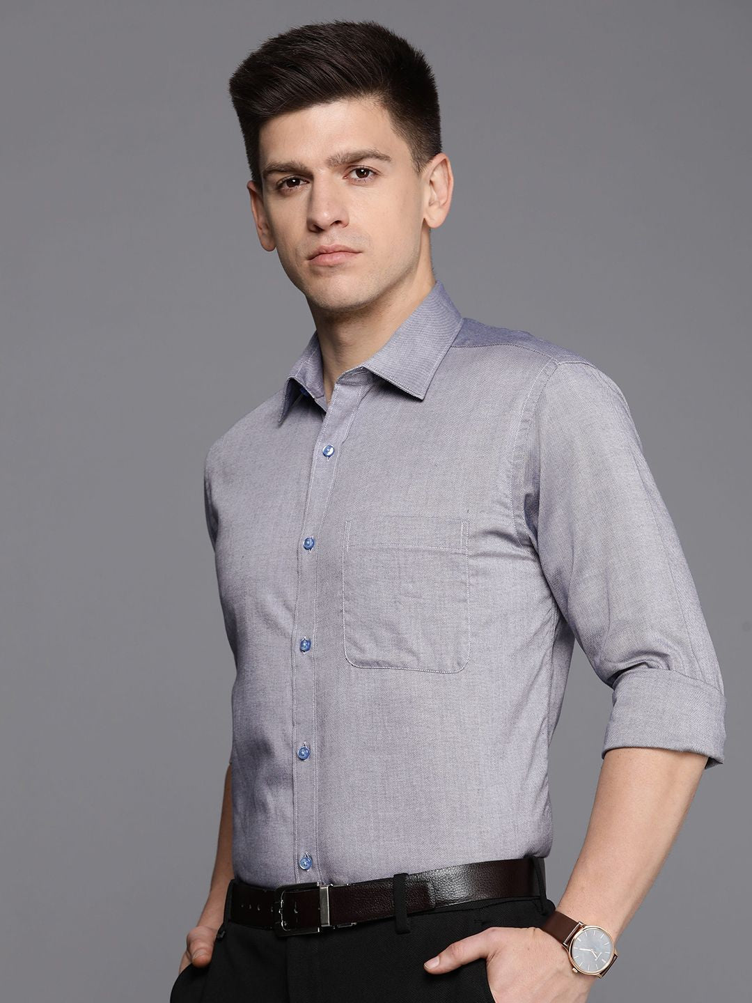 Raymond Self Design Slim Fit Pure Cotton Formal Shirt