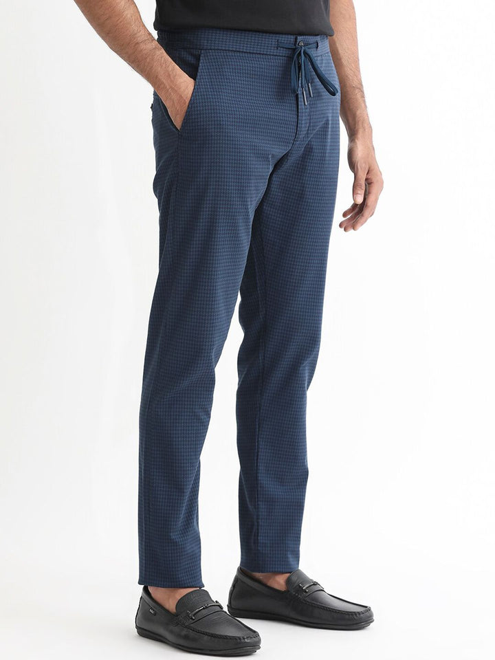 RARE RABBIT Men Hobbs Drawstring Checked Slim Fit Trouser