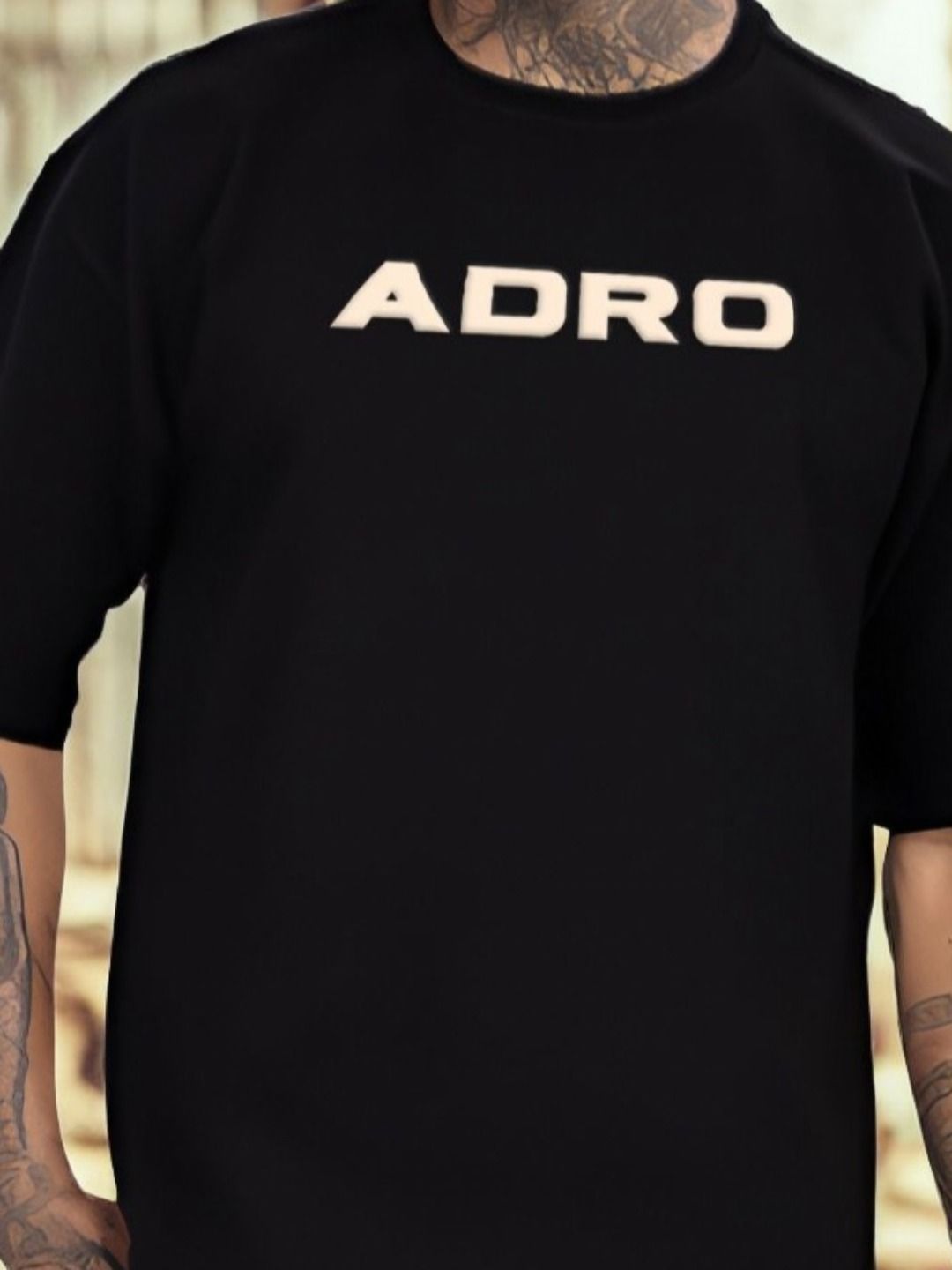 ADRO Graphic Printed Drop-Shoulder Sleeves Cotton Oversized T-shirt