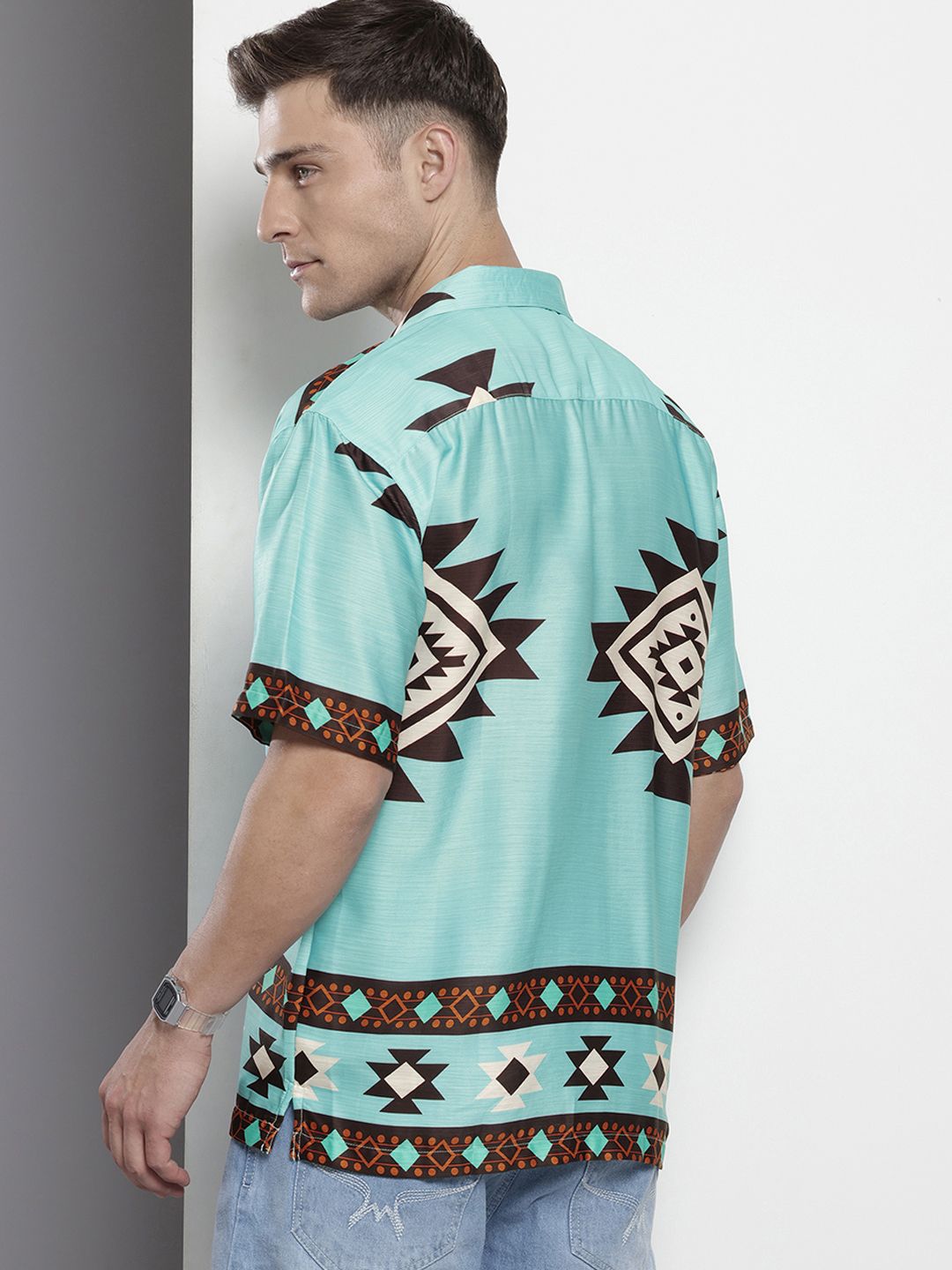 The Indian Garage Co Geometric Printed Drop-Shoulder Sleeves Relaxed Fit Casual Shirt