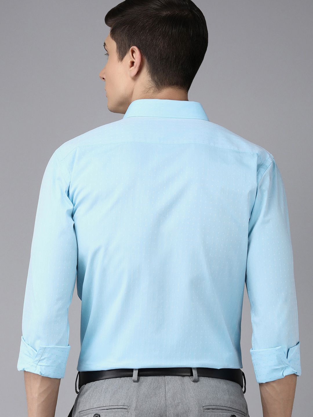 Park Avenue Men Blue & White Slim Fit Printed Formal Shirt