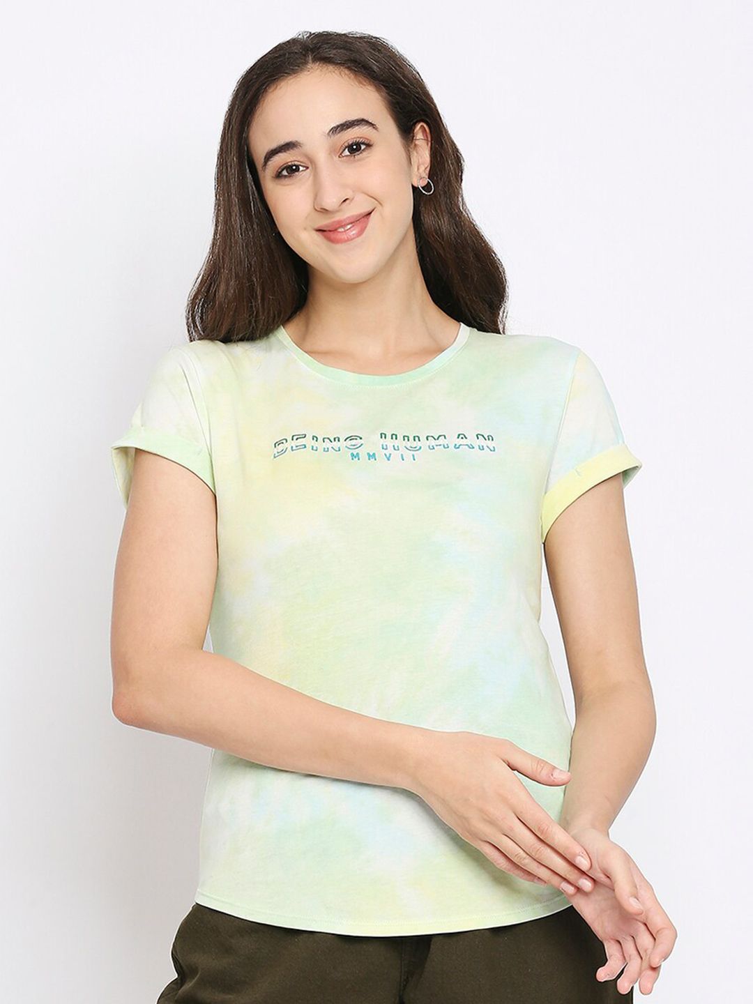 Being Human Women Green Printed T-shirt