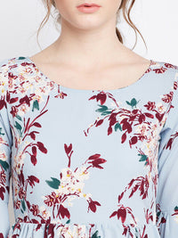 Berrylush Women Blue Printed A-Line Dress