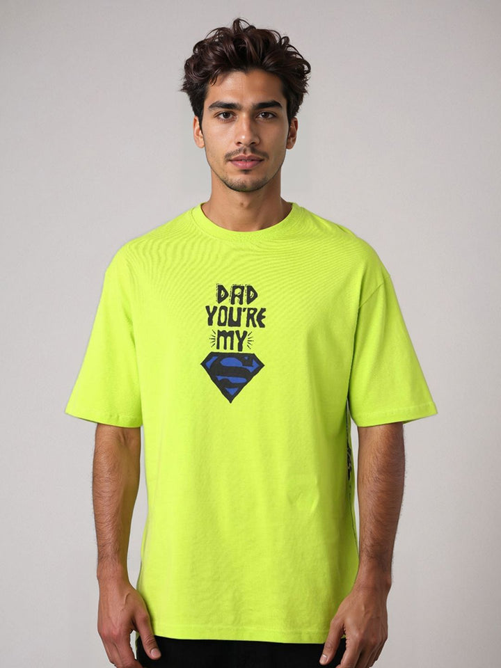 The Indian Garage Co Men Superman Typography Printed Round Neck Pure Cotton Boxy T-shirt