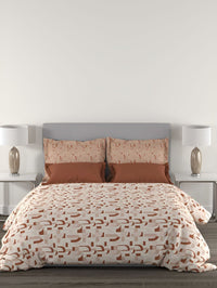 MYTRIDENT Felicia Rust Flat 144TC Queen Cotton Bedsheet Set