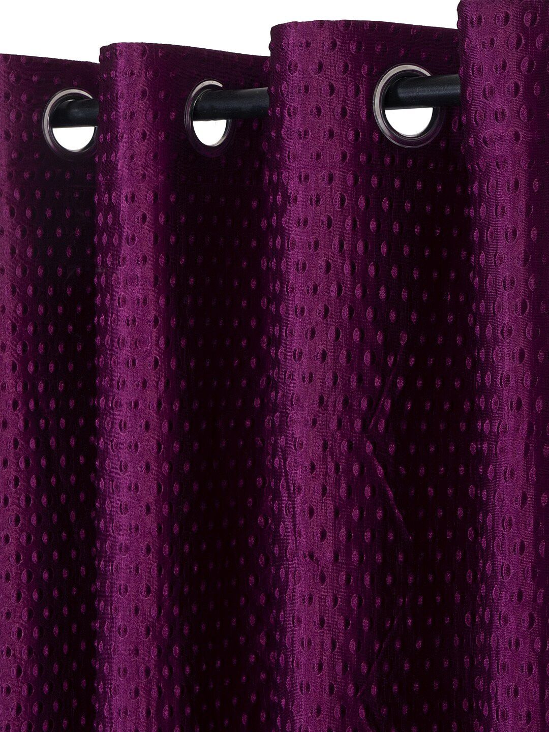 Cortina Purple Set of 2 Polka Dots Embossed Plain Polyester Door Curtains
