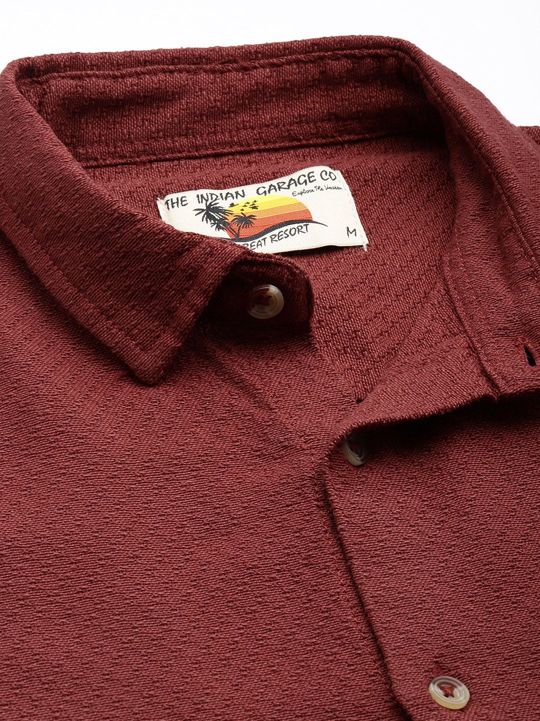 The Indian Garage Co Men Relaxed Fit Solid Dobby Resort Wear Shirt