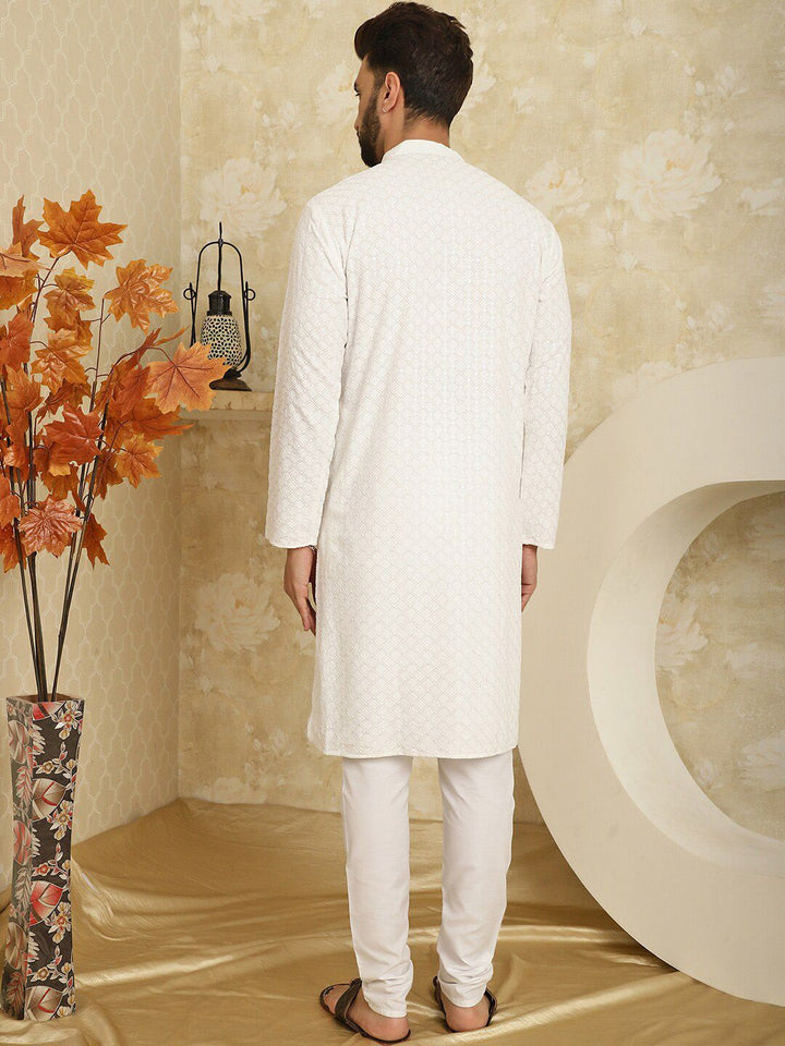 SOJANYA Ethnic Motifs Embroidered Sequinned Pure Cotton Kurta with Churidar