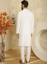 SOJANYA Ethnic Motifs Embroidered Sequinned Pure Cotton Kurta with Churidar
