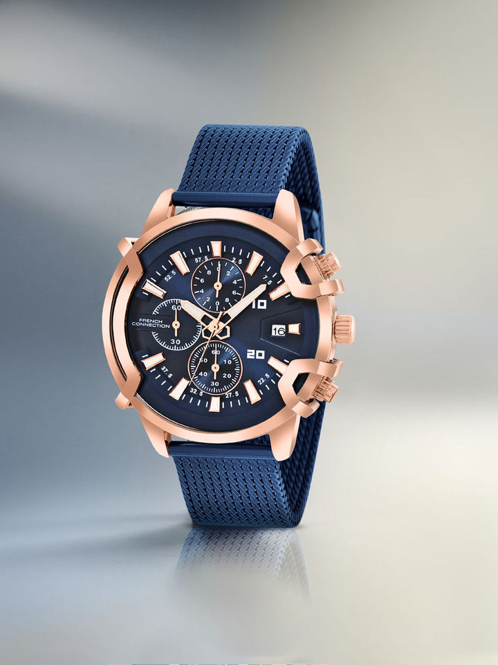 French Connection Men Stainless Steel Bracelet Straps Chronograph Watch FCH003UM