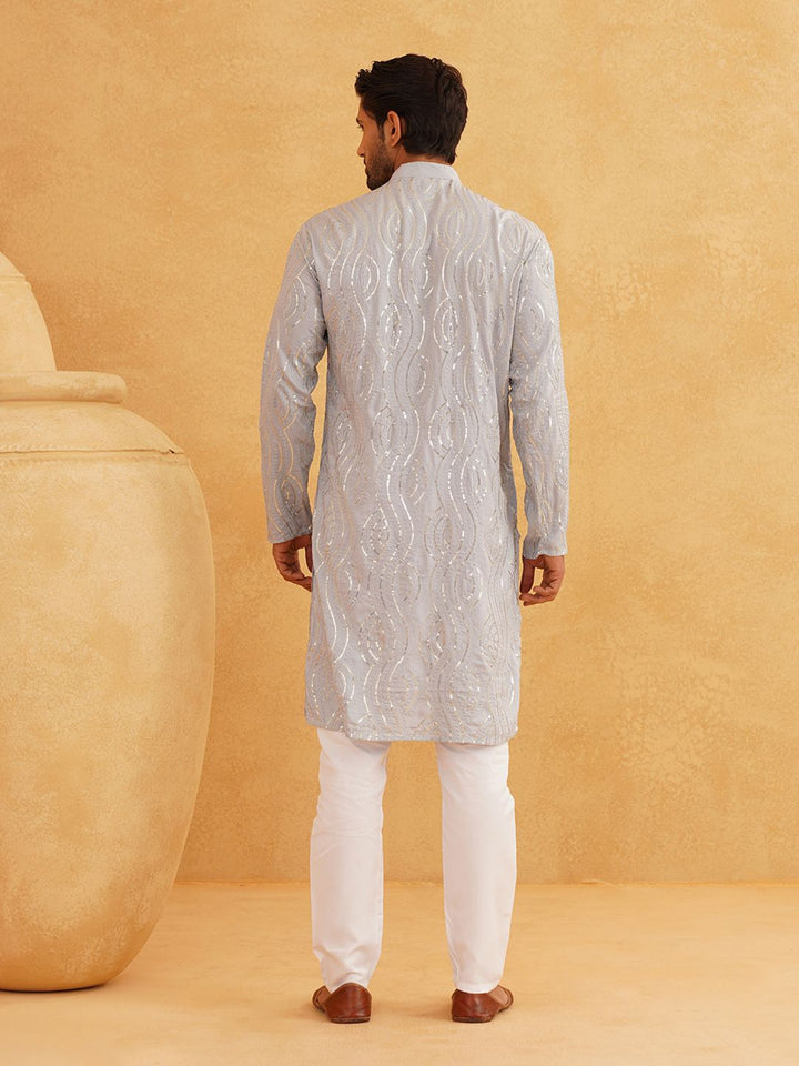 SOJANYA Leheriya Embroidered Sequinned Pure Cotton Kurta With Churidar