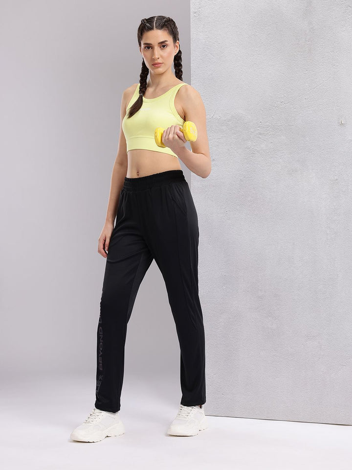 HRX by Hrithik Roshan Women Typography Detail Mid-Rise Running Track Pants