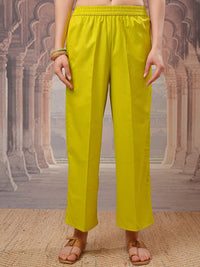 Vishudh Lime Green Gotta Patti Straight Kurta with Palazzo & Dupatta