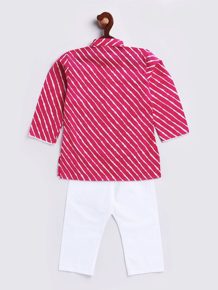 VASTRAMAY Boys Leheriya Printed Regular Pure Cotton Kurta with Pyjamas