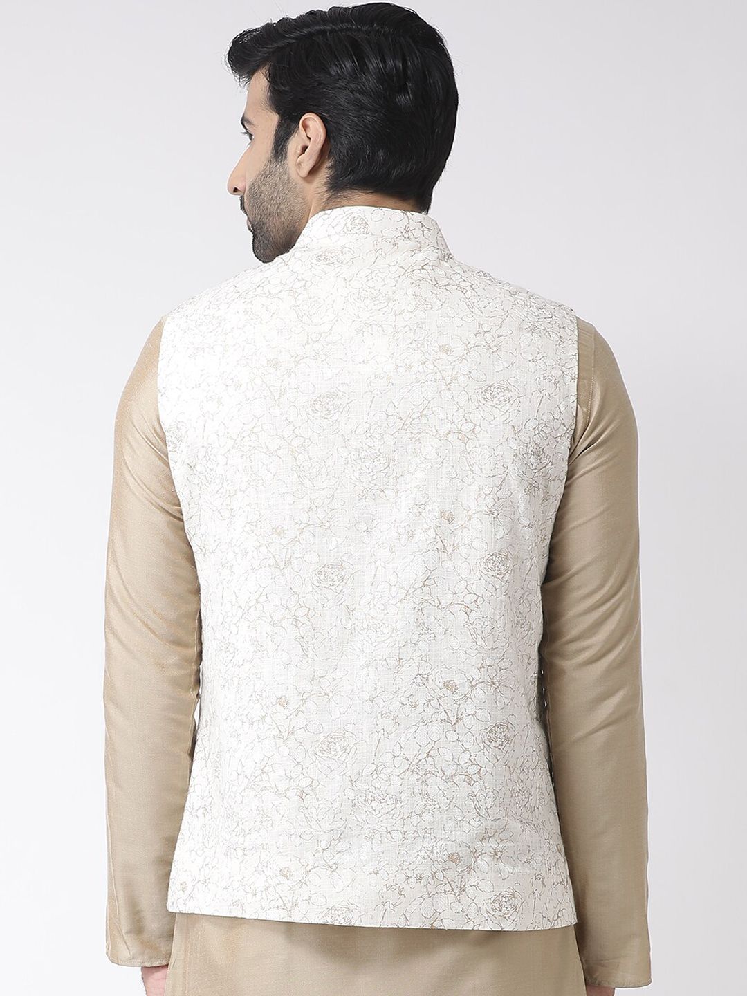 KISAH Men Printed Zari  Regular Fit Nehru Jacket