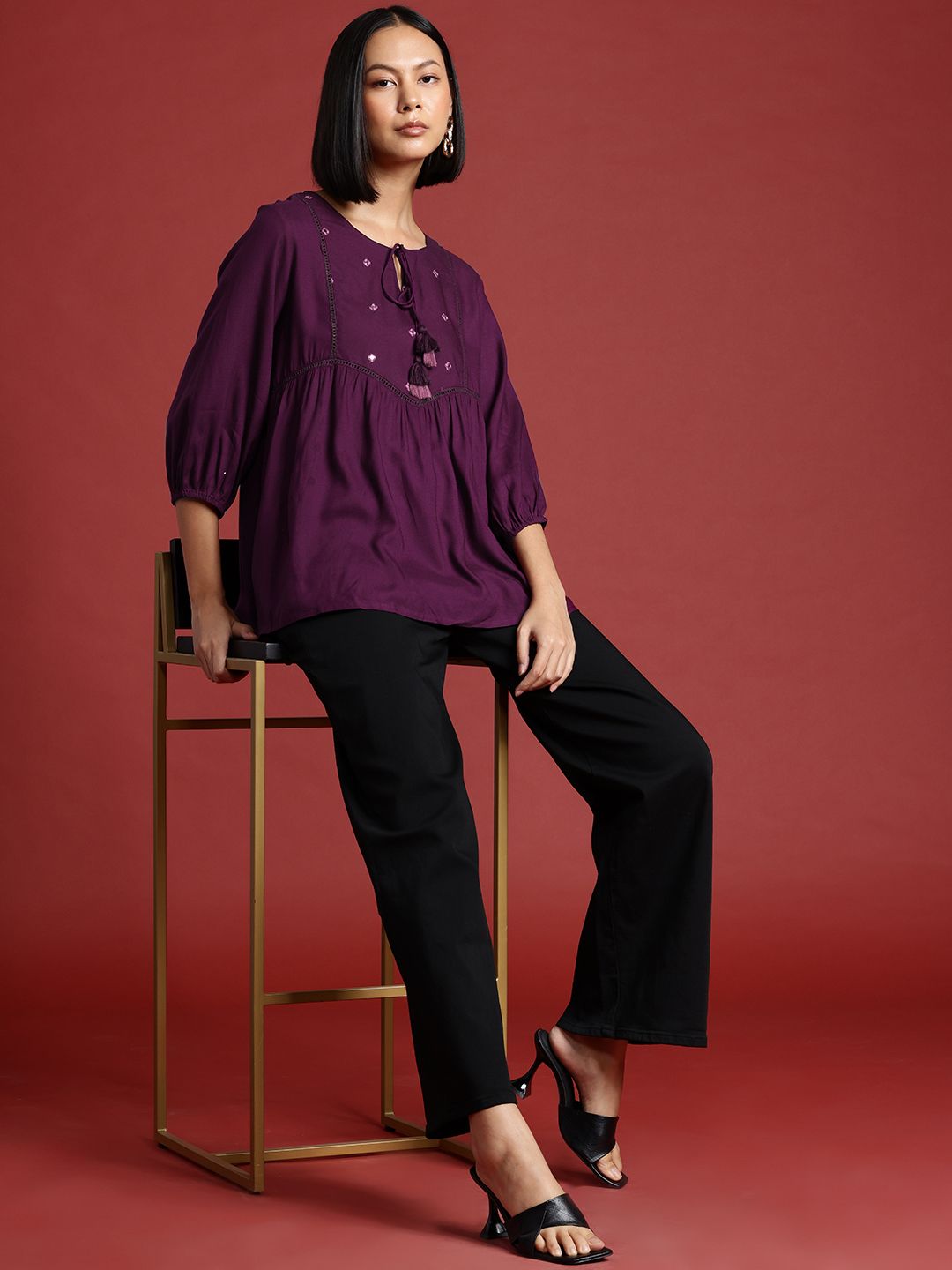 all about you Mirror Work Empire Short Kurti