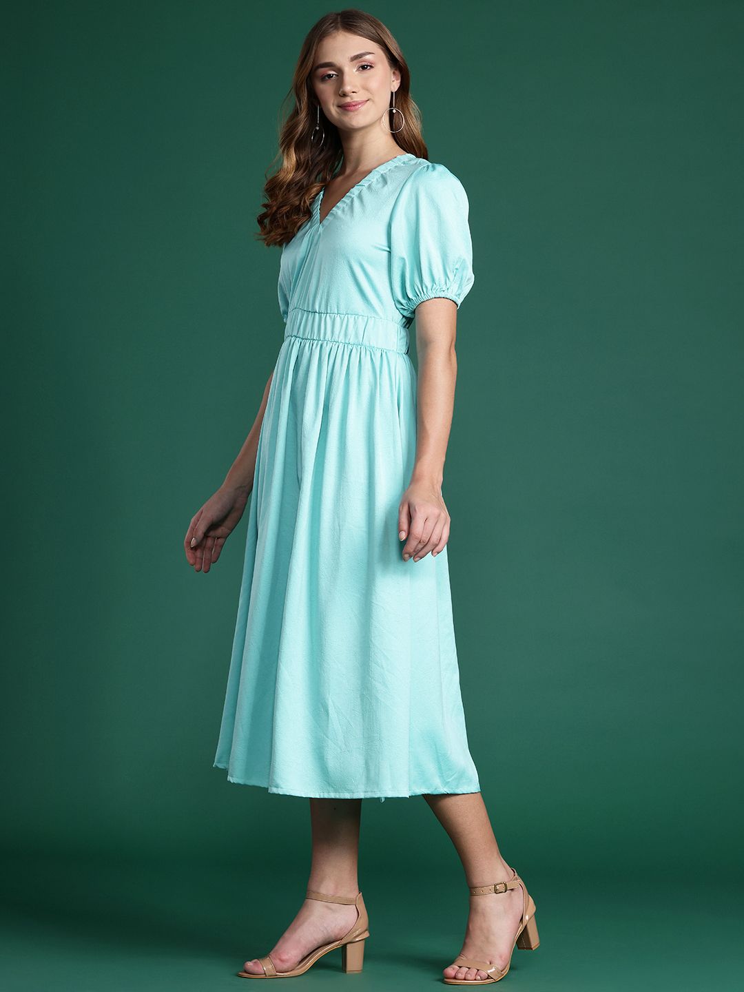 DressBerry Cinched Waist A-Line Midi Dress