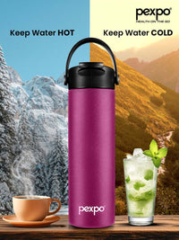 Pexpo Purple Plum TURKEY-ISI Certified Thermosteel Hot and Cold Flask Water Bottle 500ml