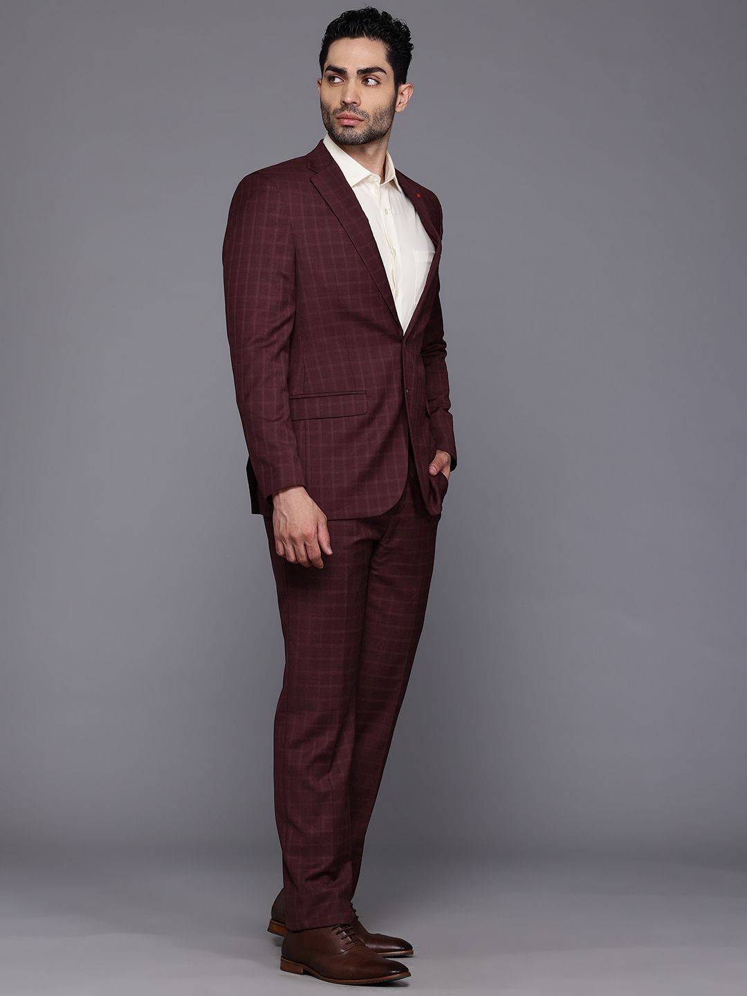 Raymond Creaseless Checked Contemporary Fit 2-Piece Formal Suit